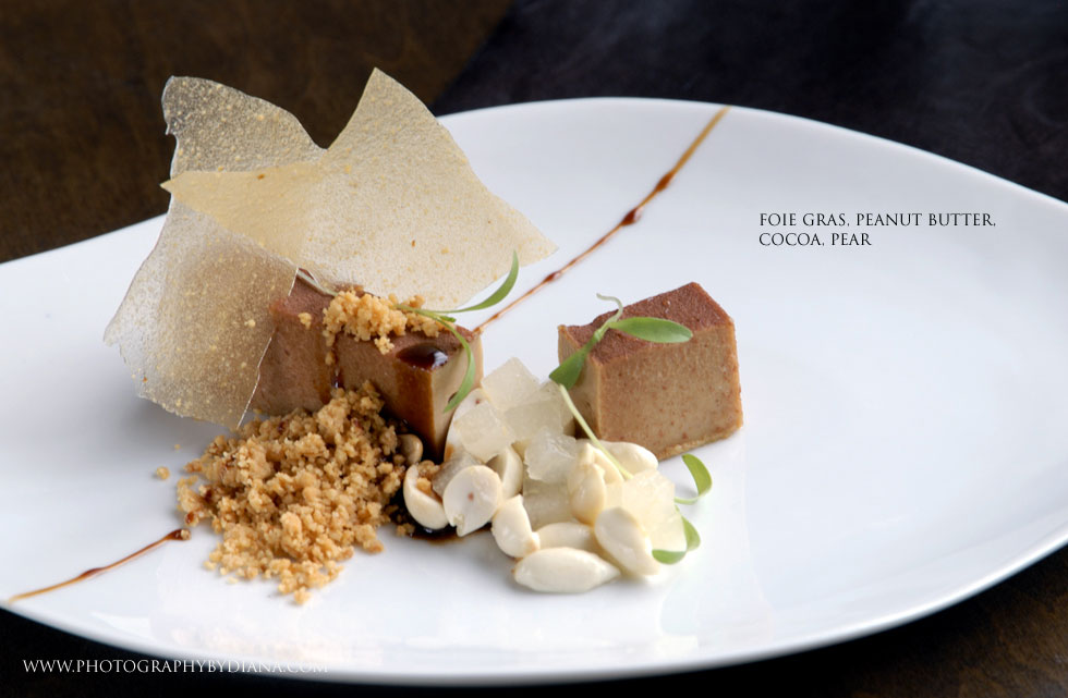 ** This photograph is copyrighted and protected, visit www.photographybydiana.com for more information  **    photo of: Sam Mason  Foie Gras, Peanut Butter, Cocoa, Pear