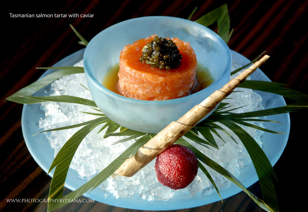 ** This photograph is copyrighted and protected, visit www.photographybydiana.com for more information  **    photo of: Nobuyuki Matsuhisa Tasmanian salmon tartar with caviar  