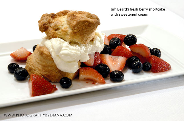 ** This photograph is copyrighted and protected, visit www.photographybydiana.com for more information  **    photo of: Larry Forgione: Jim Beard�s fresh berry shortcake with sweetened cream