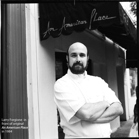** This photograph is copyrighted and protected, visit www.photographybydiana.com for more information  **    photo of: Larry Forgione: Larry Forgione  in front of original An American Place in 1984 