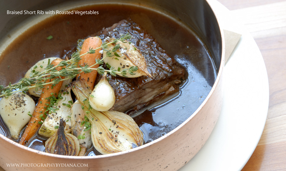 ** This photograph is copyrighted and protected, visit www.photographybydiana.com for more information ** photo of: Braised Short Rib with Roasted Vegetables